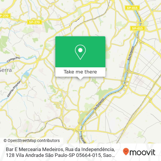 Mapa Bar E Mercearia Medeiros, Rua da Independência, 128 Vila Andrade São Paulo-SP 05664-015