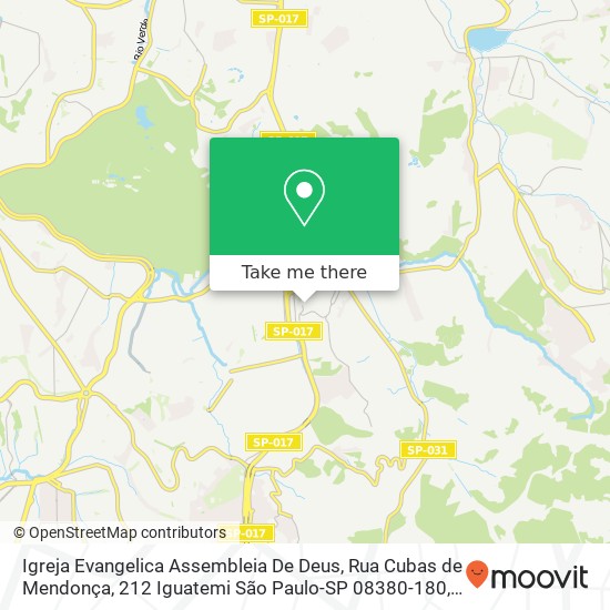 Mapa Igreja Evangelica Assembleia De Deus, Rua Cubas de Mendonça, 212 Iguatemi São Paulo-SP 08380-180