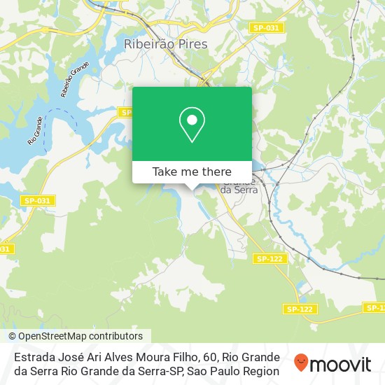 Mapa Estrada José Ari Alves Moura Filho, 60, Rio Grande da Serra Rio Grande da Serra-SP