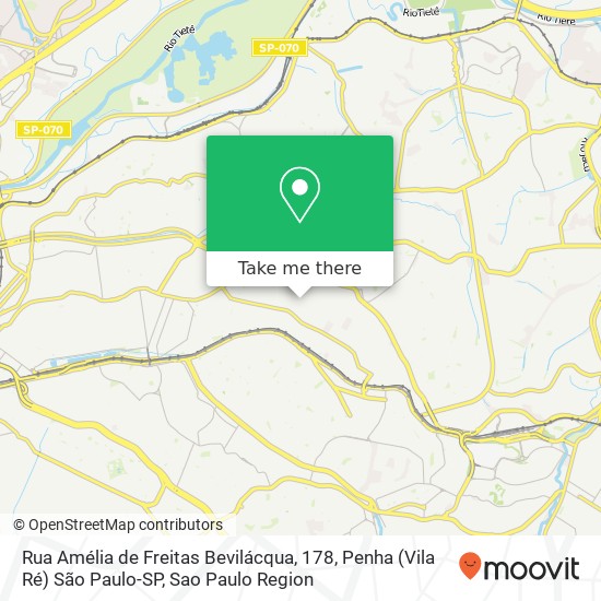 Mapa Rua Amélia de Freitas Bevilácqua, 178, Penha (Vila Ré) São Paulo-SP