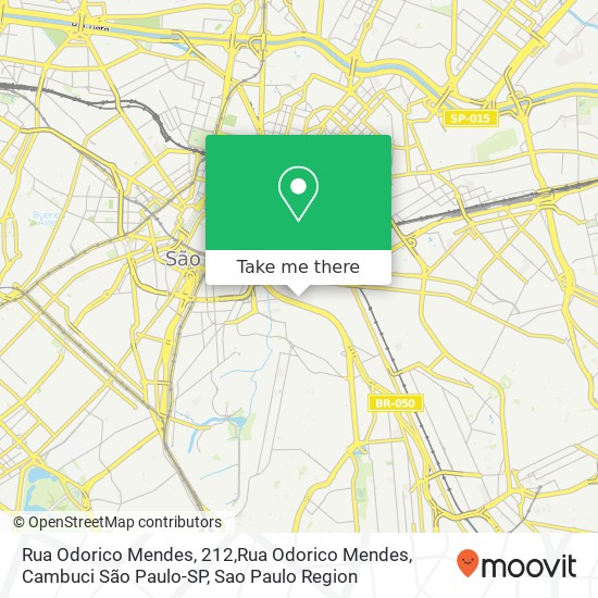 Mapa Rua Odorico Mendes, 212,Rua Odorico Mendes, Cambuci São Paulo-SP