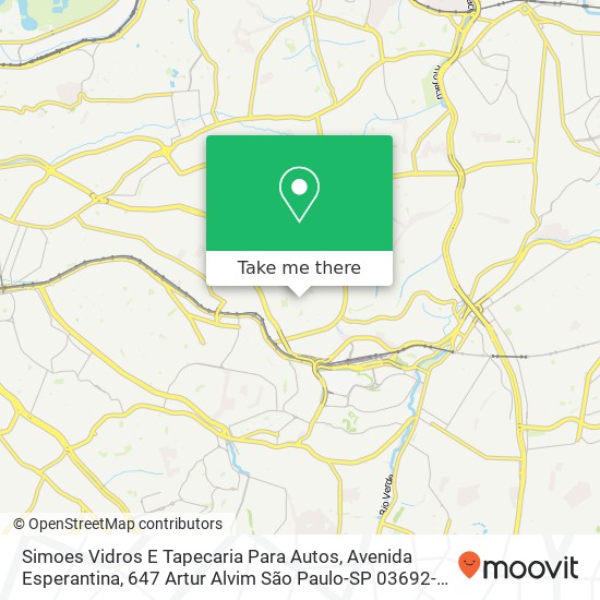 Mapa Simoes Vidros E Tapecaria Para Autos, Avenida Esperantina, 647 Artur Alvim São Paulo-SP 03692-000