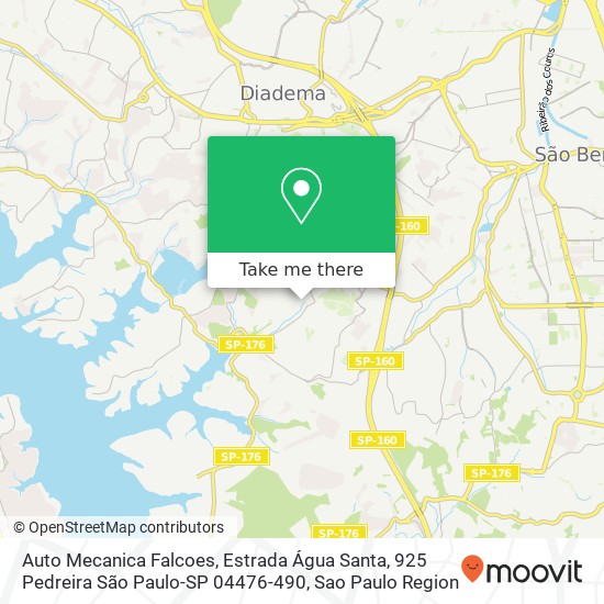 Mapa Auto Mecanica Falcoes, Estrada Água Santa, 925 Pedreira São Paulo-SP 04476-490