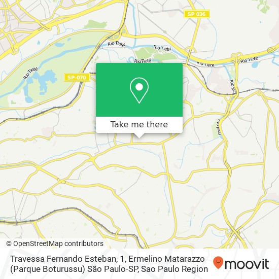 Mapa Travessa Fernando Esteban, 1, Ermelino Matarazzo (Parque Boturussu) São Paulo-SP