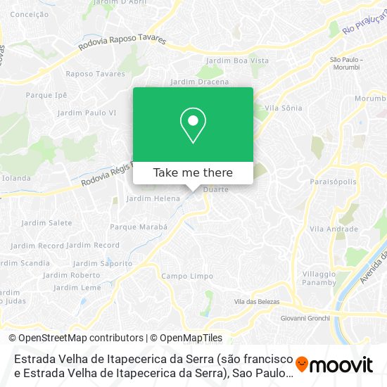 Mapa Estrada Velha de Itapecerica da Serra (são francisco e Estrada Velha de Itapecerica da Serra)