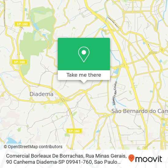 Mapa Comercial Borleaux De Borrachas, Rua Minas Gerais, 90 Canhema Diadema-SP 09941-760