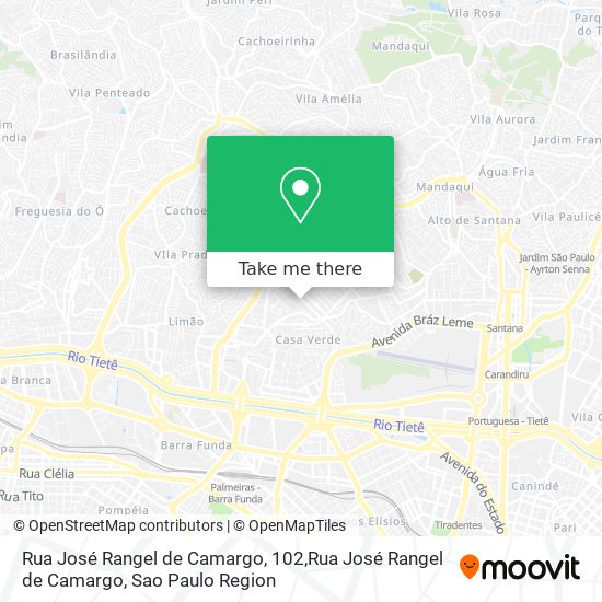 Mapa Rua José Rangel de Camargo, 102,Rua José Rangel de Camargo