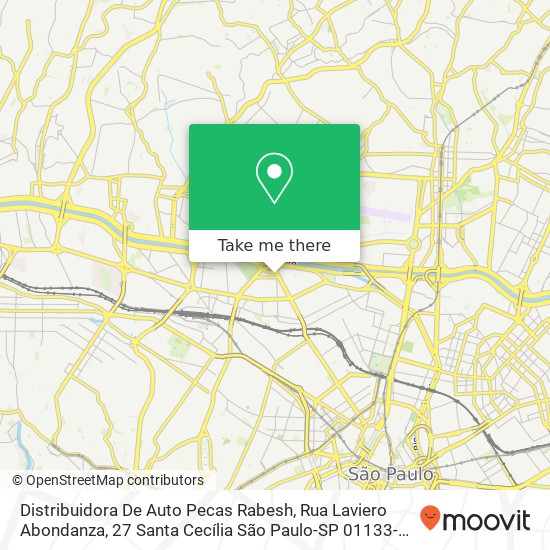 Mapa Distribuidora De Auto Pecas Rabesh, Rua Laviero Abondanza, 27 Santa Cecília São Paulo-SP 01133-030