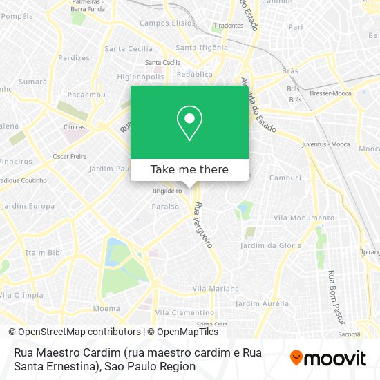 Mapa Rua Maestro Cardim (rua maestro cardim e Rua Santa Ernestina)