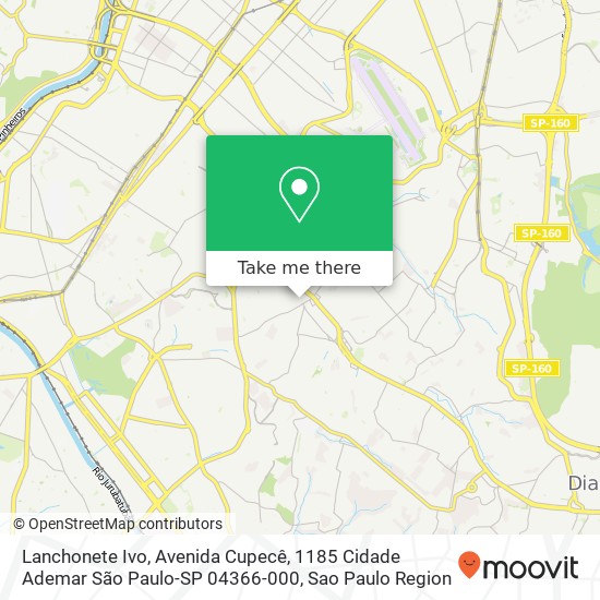 Mapa Lanchonete Ivo, Avenida Cupecê, 1185 Cidade Ademar São Paulo-SP 04366-000