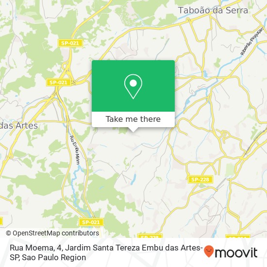 Mapa Rua Moema, 4, Jardim Santa Tereza Embu das Artes-SP