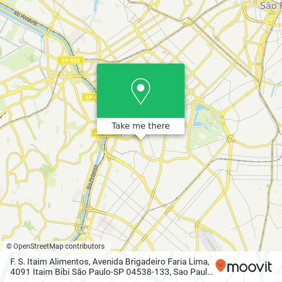 Mapa F. S. Itaim Alimentos, Avenida Brigadeiro Faria Lima, 4091 Itaim Bibi São Paulo-SP 04538-133