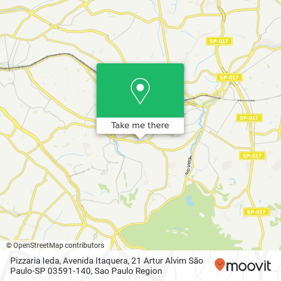 Mapa Pizzaria Ieda, Avenida Itaquera, 21 Artur Alvim São Paulo-SP 03591-140