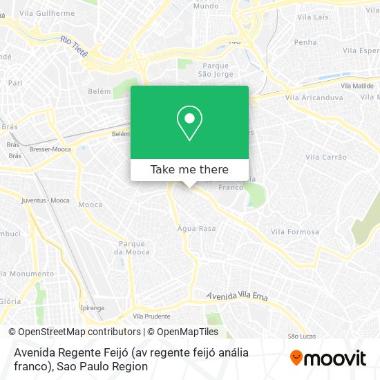 Mapa Avenida Regente Feijó (av regente feijó anália franco)