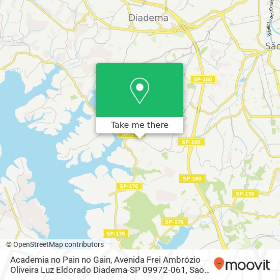 Mapa Academia no Pain no Gain, Avenida Frei Ambrózio Oliveira Luz Eldorado Diadema-SP 09972-061