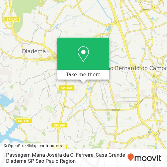 Passagem Maria Joséfa da C. Ferreira, Casa Grande Diadema-SP map