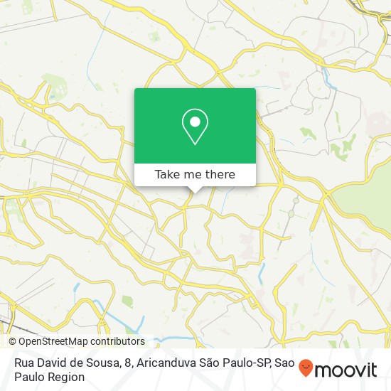 Rua David de Sousa, 8, Aricanduva São Paulo-SP map