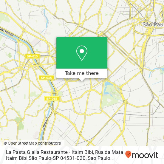 Mapa La Pasta Gialla Restaurante - Itaim Bibi, Rua da Mata Itaim Bibi São Paulo-SP 04531-020