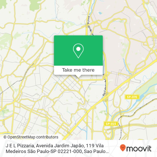 Mapa J E L Pizzaria, Avenida Jardim Japão, 119 Vila Medeiros São Paulo-SP 02221-000