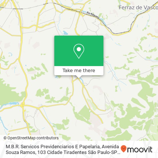 Mapa M.B.R. Servicos Previdenciarios E Papelaria, Avenida Souza Ramos, 103 Cidade Tiradentes São Paulo-SP 08490-490