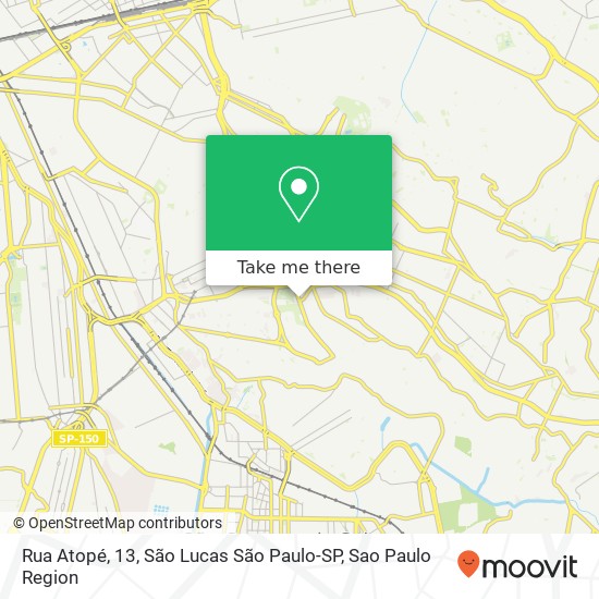 Rua Atopé, 13, São Lucas São Paulo-SP map
