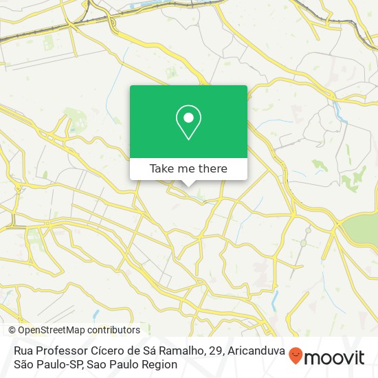 Mapa Rua Professor Cícero de Sá Ramalho, 29, Aricanduva São Paulo-SP