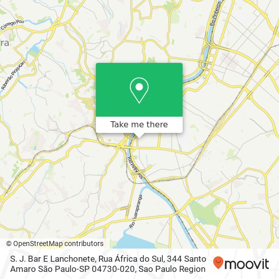 Mapa S. J. Bar E Lanchonete, Rua África do Sul, 344 Santo Amaro São Paulo-SP 04730-020