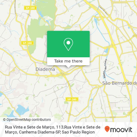 Rua Vinte e Sete de Março, 113,Rua Vinte e Sete de Março, Canhema Diadema-SP map