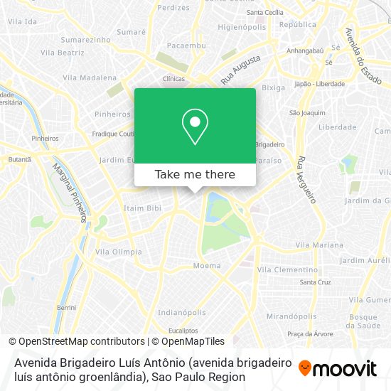 Mapa Avenida Brigadeiro Luís Antônio (avenida brigadeiro luís antônio groenlândia)