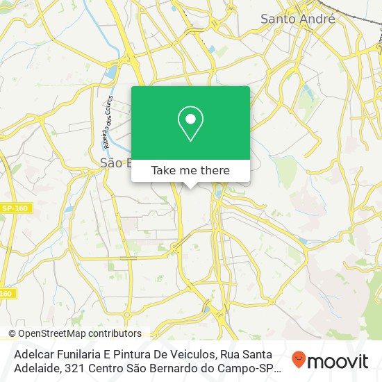 Mapa Adelcar Funilaria E Pintura De Veiculos, Rua Santa Adelaide, 321 Centro São Bernardo do Campo-SP 09725-690