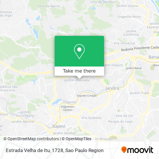 Estrada Velha de Itu, 1728 map