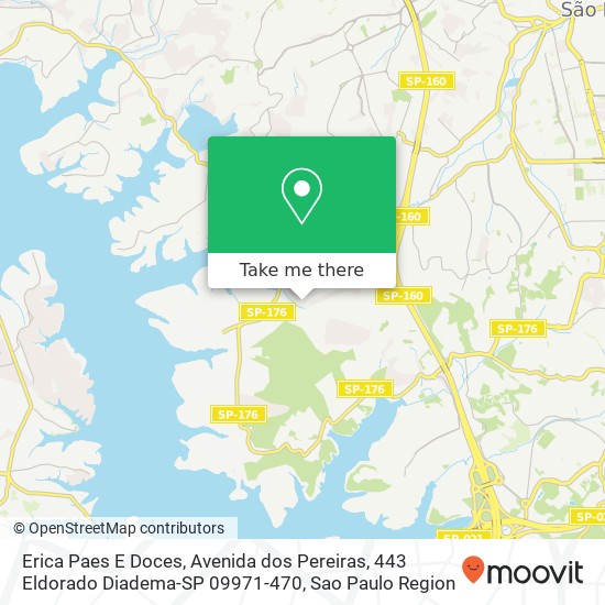 Mapa Erica Paes E Doces, Avenida dos Pereiras, 443 Eldorado Diadema-SP 09971-470