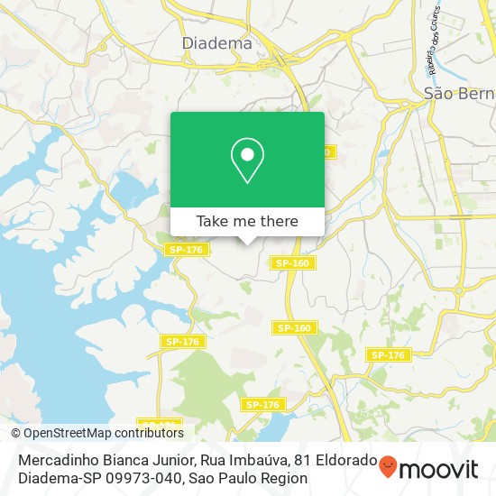 Mapa Mercadinho Bianca Junior, Rua Imbaúva, 81 Eldorado Diadema-SP 09973-040