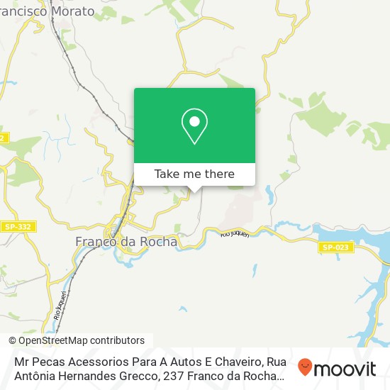 Mapa Mr Pecas Acessorios Para A Autos E Chaveiro, Rua Antônia Hernandes Grecco, 237 Franco da Rocha Franco da Rocha-SP 07854-140