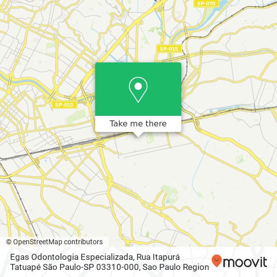 Mapa Egas Odontologia Especializada, Rua Itapurá Tatuapé São Paulo-SP 03310-000