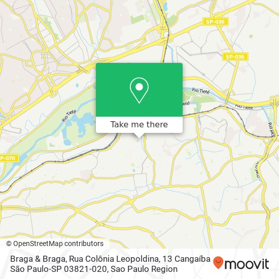 Mapa Braga & Braga, Rua Colônia Leopoldina, 13 Cangaíba São Paulo-SP 03821-020