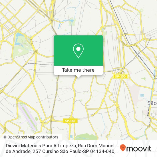 Mapa Dievini Materiais Para A Limpeza, Rua Dom Manoel de Andrade, 257 Cursino São Paulo-SP 04134-040