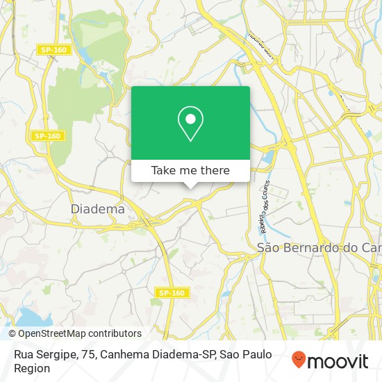 Rua Sergipe, 75, Canhema Diadema-SP map