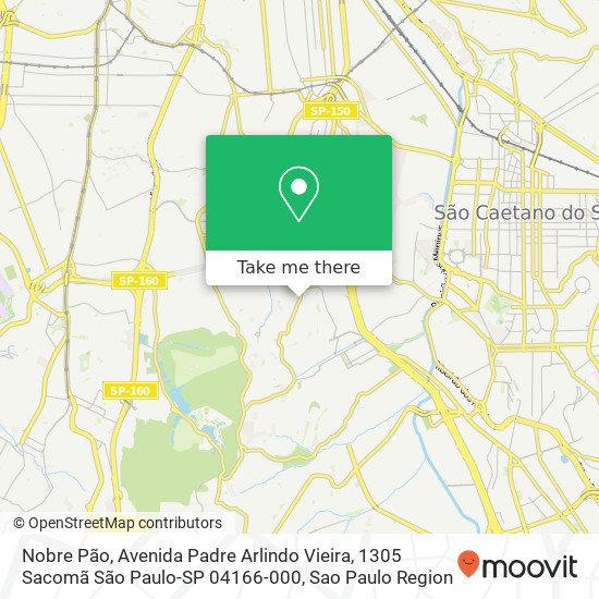 Mapa Nobre Pão, Avenida Padre Arlindo Vieira, 1305 Sacomã São Paulo-SP 04166-000