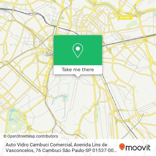 Auto Vidro Cambuci Comercial, Avenida Lins de Vasconcelos, 76 Cambuci São Paulo-SP 01537-000 map