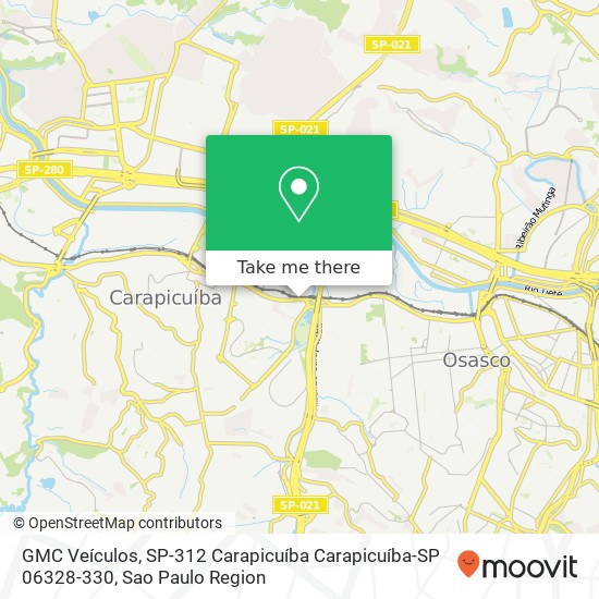 Mapa GMC Veículos, SP-312 Carapicuíba Carapicuíba-SP 06328-330