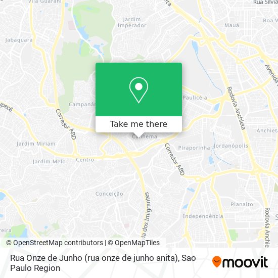 Rua Onze de Junho (rua onze de junho anita) map