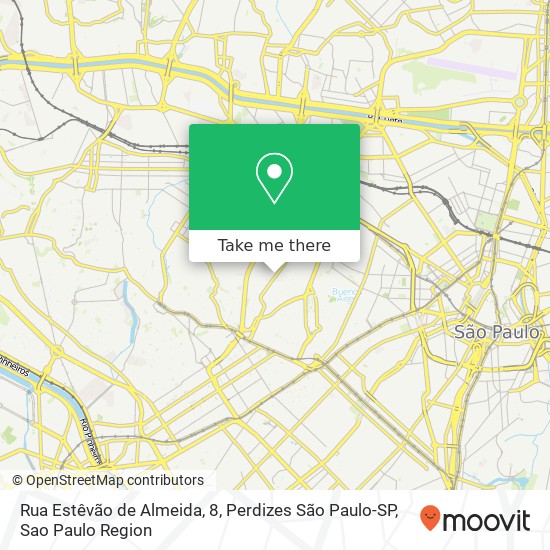 Mapa Rua Estêvão de Almeida, 8, Perdizes São Paulo-SP