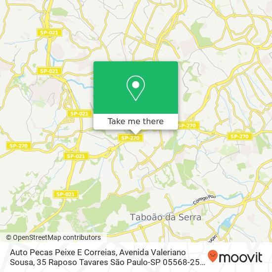 Mapa Auto Pecas Peixe E Correias, Avenida Valeriano Sousa, 35 Raposo Tavares São Paulo-SP 05568-250