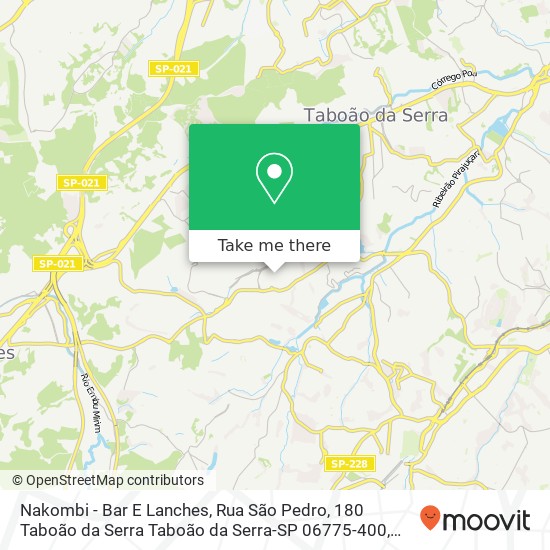 Mapa Nakombi - Bar E Lanches, Rua São Pedro, 180 Taboão da Serra Taboão da Serra-SP 06775-400