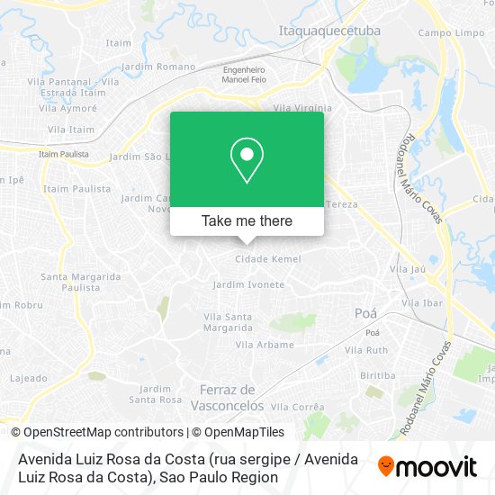 Mapa Avenida Luiz Rosa da Costa (rua sergipe / Avenida Luiz Rosa da Costa)