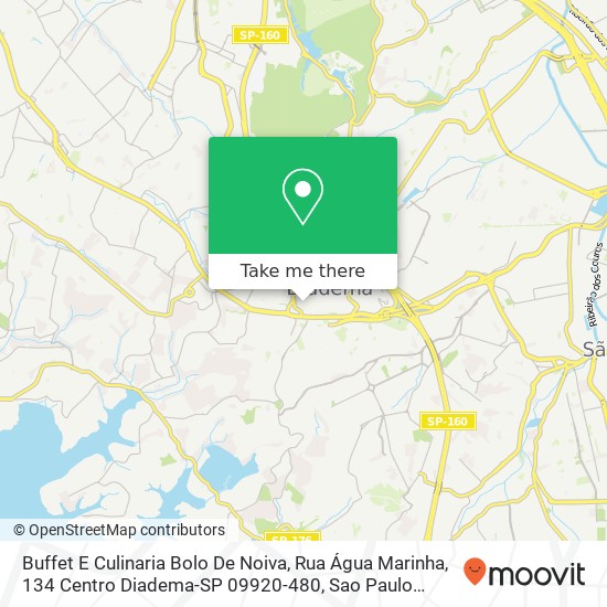 Mapa Buffet E Culinaria Bolo De Noiva, Rua Água Marinha, 134 Centro Diadema-SP 09920-480