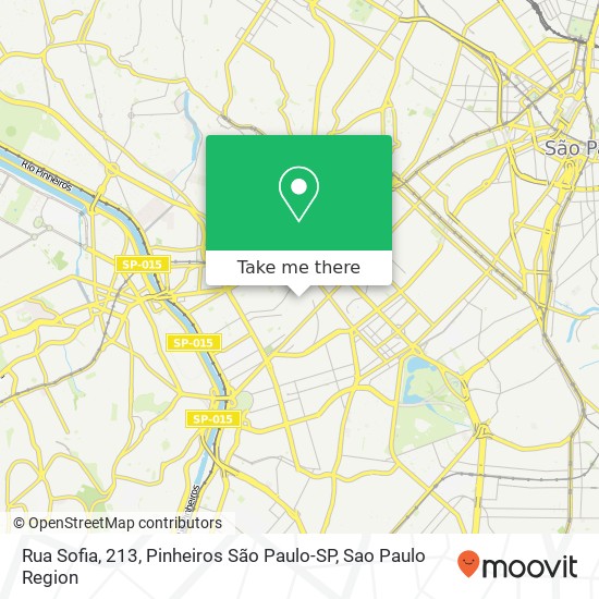 Mapa Rua Sofia, 213, Pinheiros São Paulo-SP