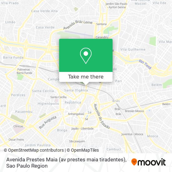 Mapa Avenida Prestes Maia (av prestes maia tiradentes)