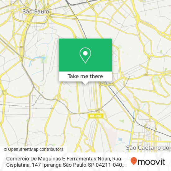 Mapa Comercio De Maquinas E Ferramentas Noan, Rua Cisplatina, 147 Ipiranga São Paulo-SP 04211-040